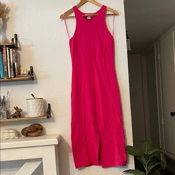 Caroline Constas Vibrant Pink Midi Dress Size Medium - Picture 3 of 6